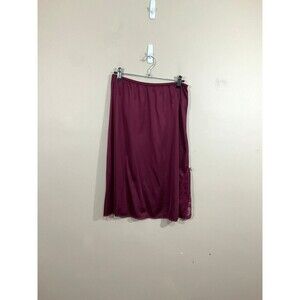 VTG JC Penney Womens Antron III Nylon Half Slip M Maroon Lace Trim 60s 70s Slit